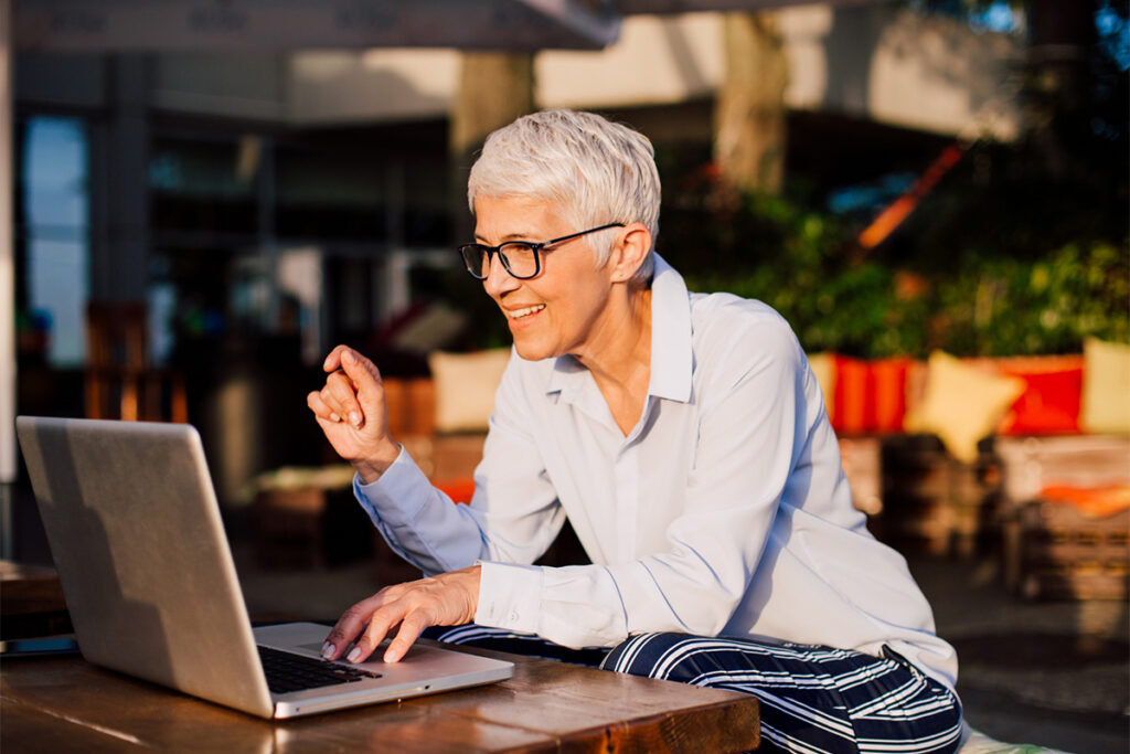 an older woman enrolls as a new patient to emg